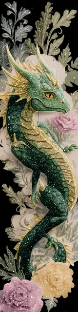Free dragon bookmark featuring a fancy green dragon